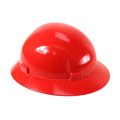 Interstate Safety Snap Lock 4 Point Ratchet Suspension Full Brim Hard Hat / Safety Helmet - 6-1/2" to 8" Heads - Red 40410